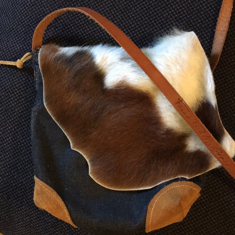 Leather and Denim crossbody purse